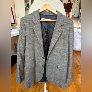 Zara Gray Plaid Blazer